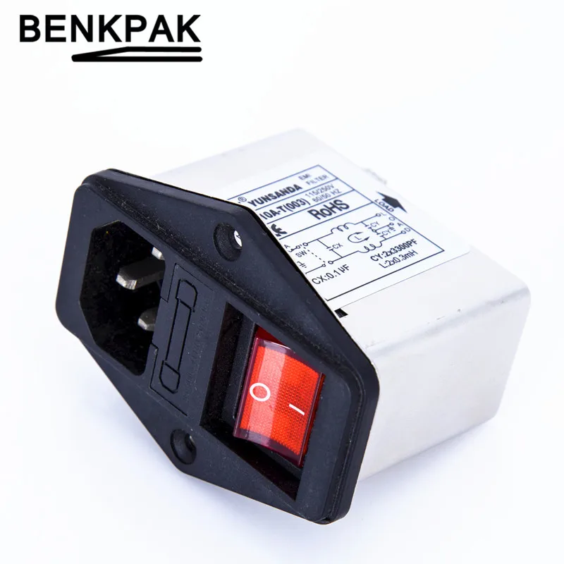 

10A power EMI filter with big rocker switch & socket Connector