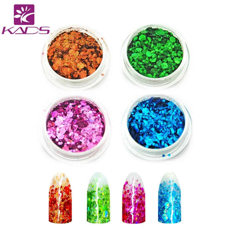 

KADS Nail Glitter Powder 4Pcs/Set Colorful Nails Glitter Dust Shining Nail Art DIY Chrome Pigment Glitters Decoration Sequins