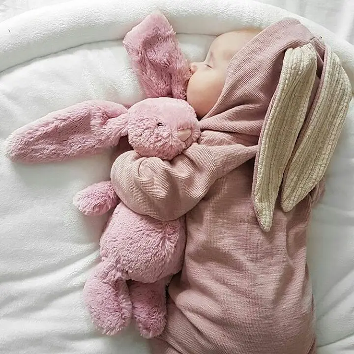 Комбинезон в виде ушей кролика для детей 0-18 месяцев, милая хлопковая одежда для младенцев и детей, мягкий высококачественный зимний комбинезон для новорожденных