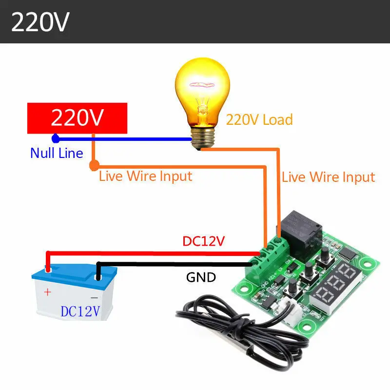 Умная RDC 12 V цифровая температура отопления охлаждения термостат для контроля температуры реле-50-110 ℃ датчик