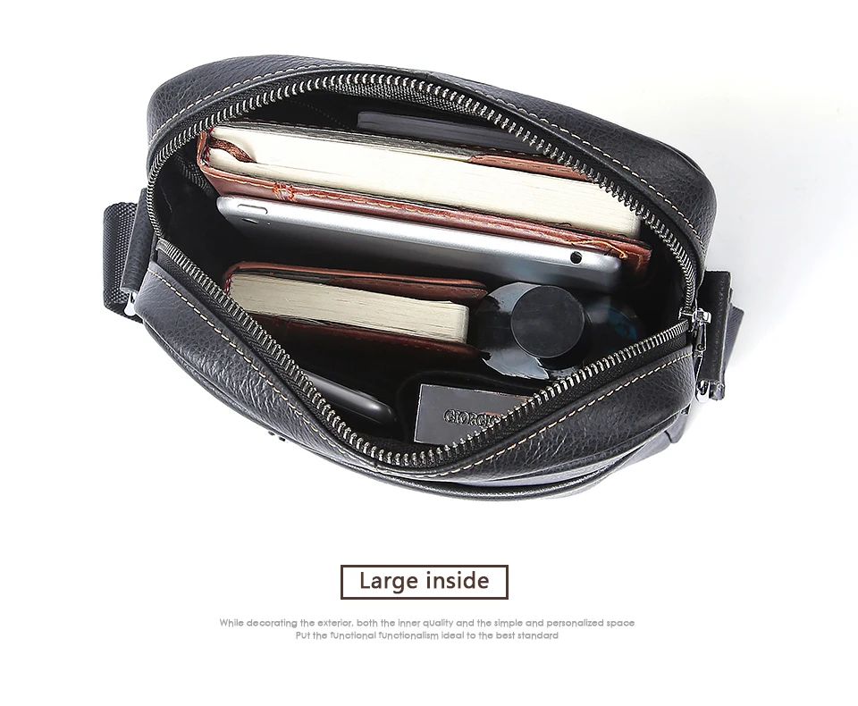 Black Leather Shoulder Bag Male Genuine Leather Men Bags Casual Crossbody Bags (10)