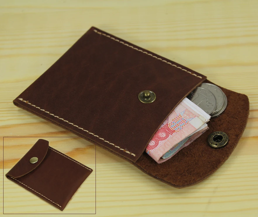 Handmade Genuine Leather coin purse Wallet Pouch coin holder small men wallet Leather women ...
