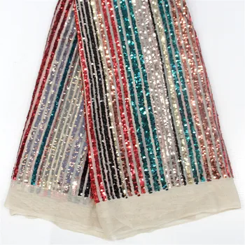 

African French Lace Fabric with sequins High Quality African Tulle Lace Fabric with sequins 5yards sequin lace fabric HJ491-1