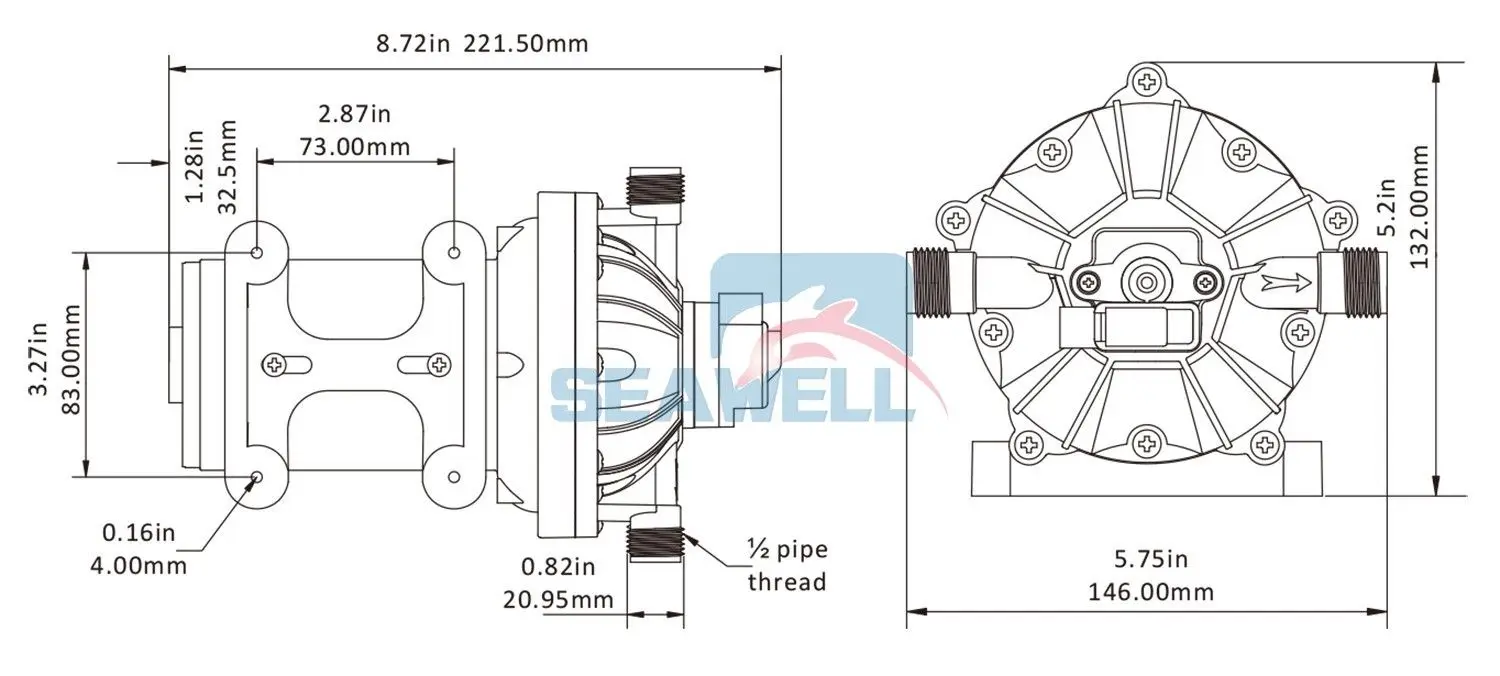 12 V 60 PSI 5,0 GPM самовсасывающий мембранный насос лодка морской RV водяной насос