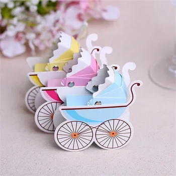 

Lovely Wedding Event Party Supplies Decoration Accessories Stroller Pink Blue Baby Shower Baptism DIY Candy Favors Gift Bag Box