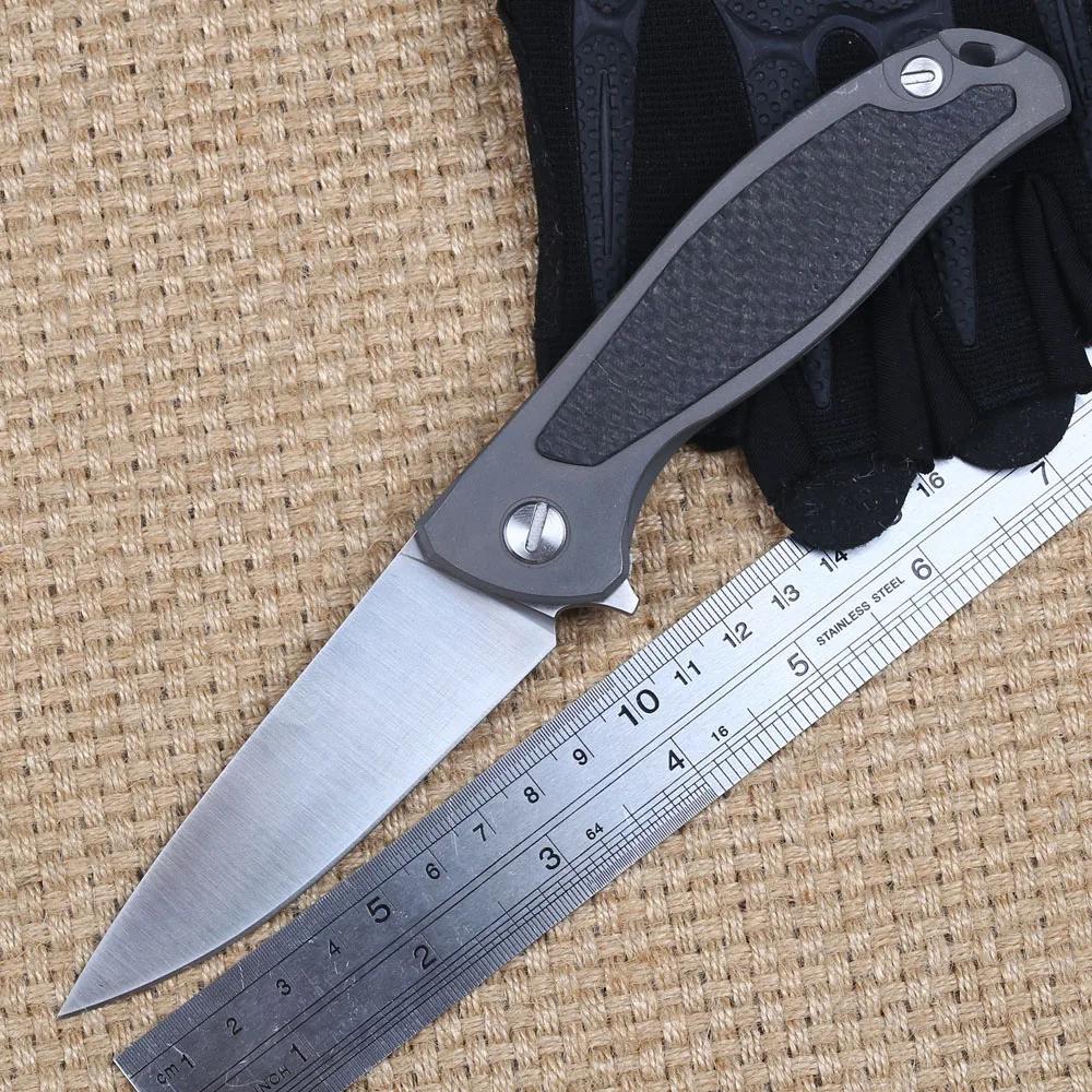 IKIV Folding Knives s35vn Blade carbon fiber + steel Handle Tactical
