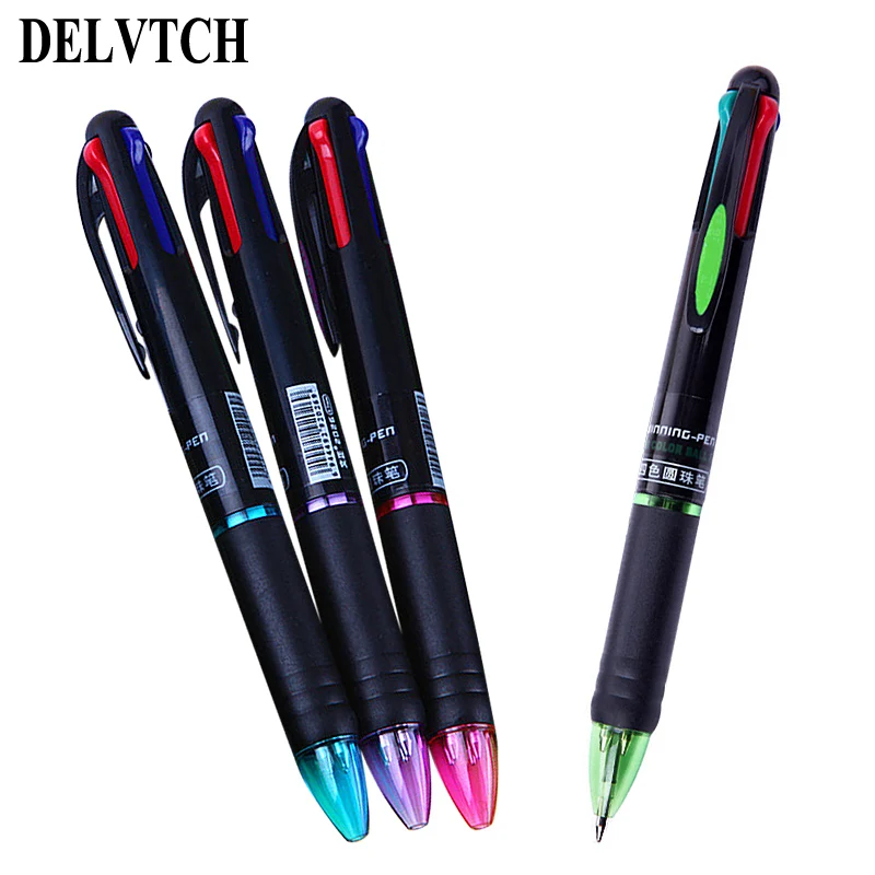 DELVTCH 0,7 мм 4 шт./компл. разноцветная ручка классическая приковывающая взгляд 4in1 красочные Выдвижная шариковая ручка многофункциональная шариковая ручка для школы