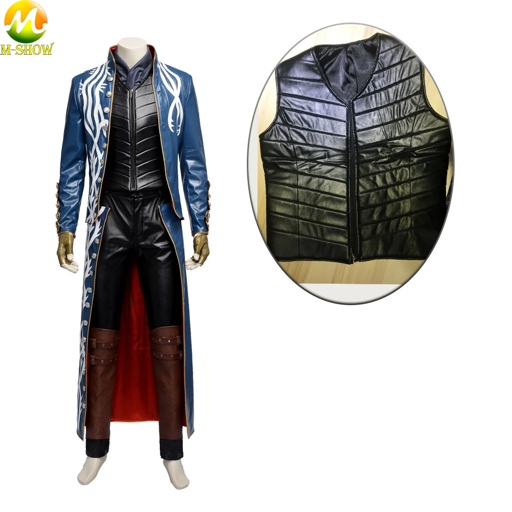 

Game Devil May Cry 3 Vergil Cosplay Costume Vergil PU Leather Vest Black Vest Halloween Costumes For Adult Men Custom Made
