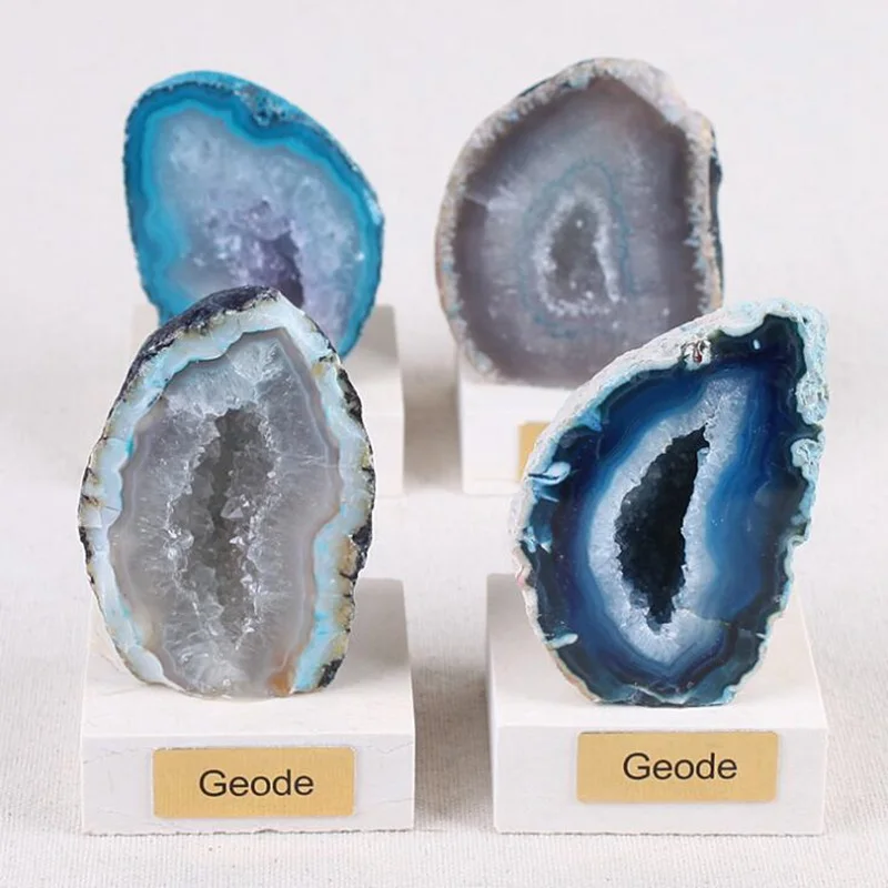 1pc Geode Agate Organic Material Crystal Stone Treasure Bowl Mineral Standard Decoration Collection Specimen Souvenir Agate - Цвет: 5