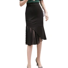 Новинка весны Для женщин Юбка-миди тонкий Повседневное сексуальные с сеточкой в стиле петчворк модная юбка элегантные женские черные юбки S-3XL юбка