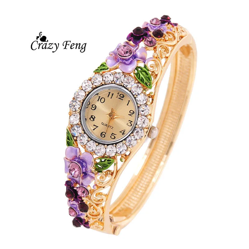 

Vintage relogio Quartz Watches Luxury Brand Women Relogio Feminino Bracelet Fashion Gold Plated Crystal Montre Femme Watches NEW