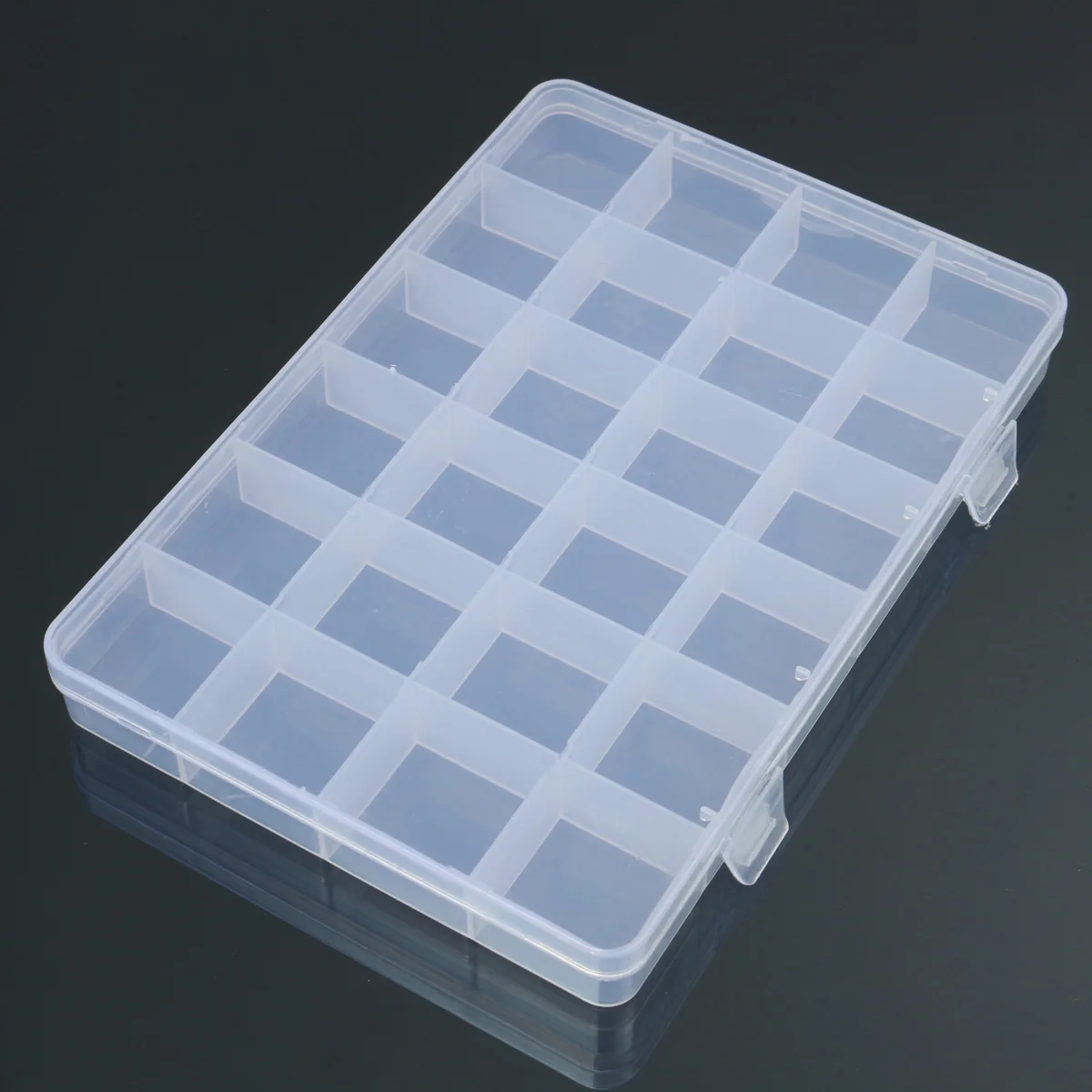 24 Compartments Plastic Box Case Jewelry Bead Storage Container Craft Organizer