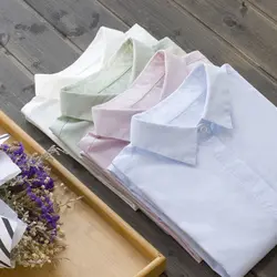 2019 сезон: весна-лето новый 100% хлопок для женщин белые рубашки одноцветное офисные женские туфли работы дна рубашки для мальчико