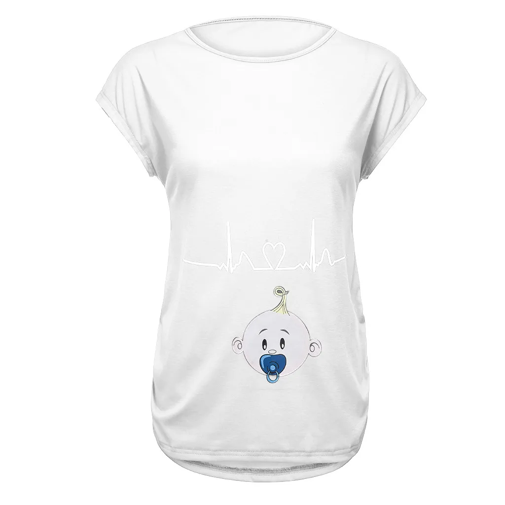 Женская одежда для беременных; ropa de mujer; Повседневная футболка с короткими рукавами и рисунком для беременных; топы для беременных