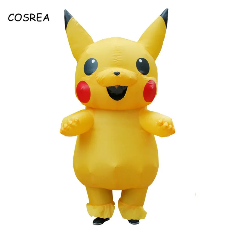 

COSREA Yellow Inflatable Pikachu Cosplay pokemon Costume Dinosaur Halloween Christmas Inflatable Costume Party for Adult Kids