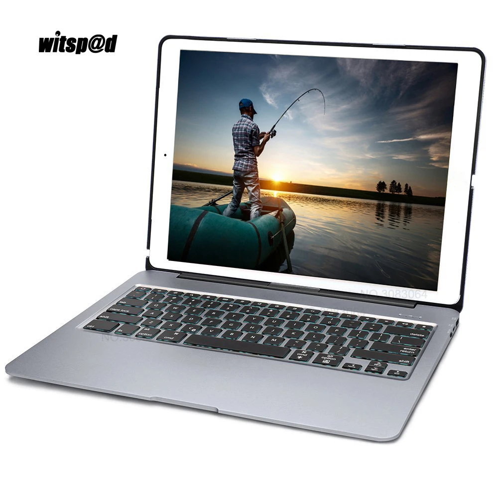 Fashion Backlit Keyboard Wireless Bluetooth for iPad Pro 12.9 Aluminum with Protective Clamshell Case Cover Assemble for laptop