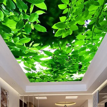 

Custom 3D Photo Wallpaper Ceiling Mural Wall Cloth Green Leaf Modern Creative Fashion Ceiling Wall Painting Living Room Bedroom