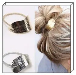 Новинка, для девочек, в форме листьев дерева, металлическая веревка для волос, Женская эластичная резинка для волос, головной убор
