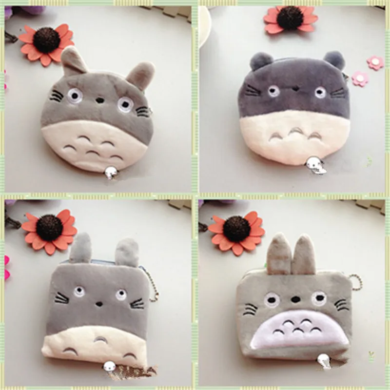 Retail plush cartoon totoro purse small wallet card holder coin case/ key bag ladies Pouch women kids Handbag free shipping