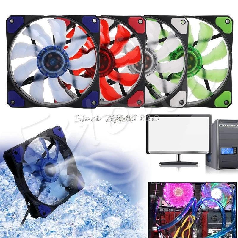 120mm 3-Pin//4-Pin PWM PC Computer Case CPU Cooler Cooling Fan with LED Light