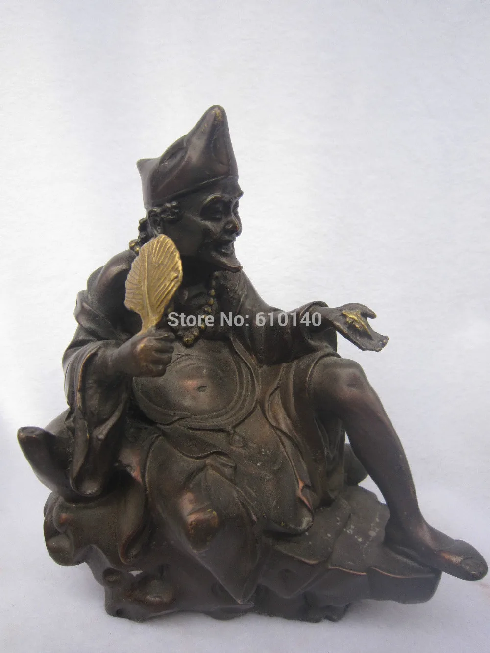 

8" Chinese Bronze Carved almsgiving Bonze monk Jigong Chai gong Statue