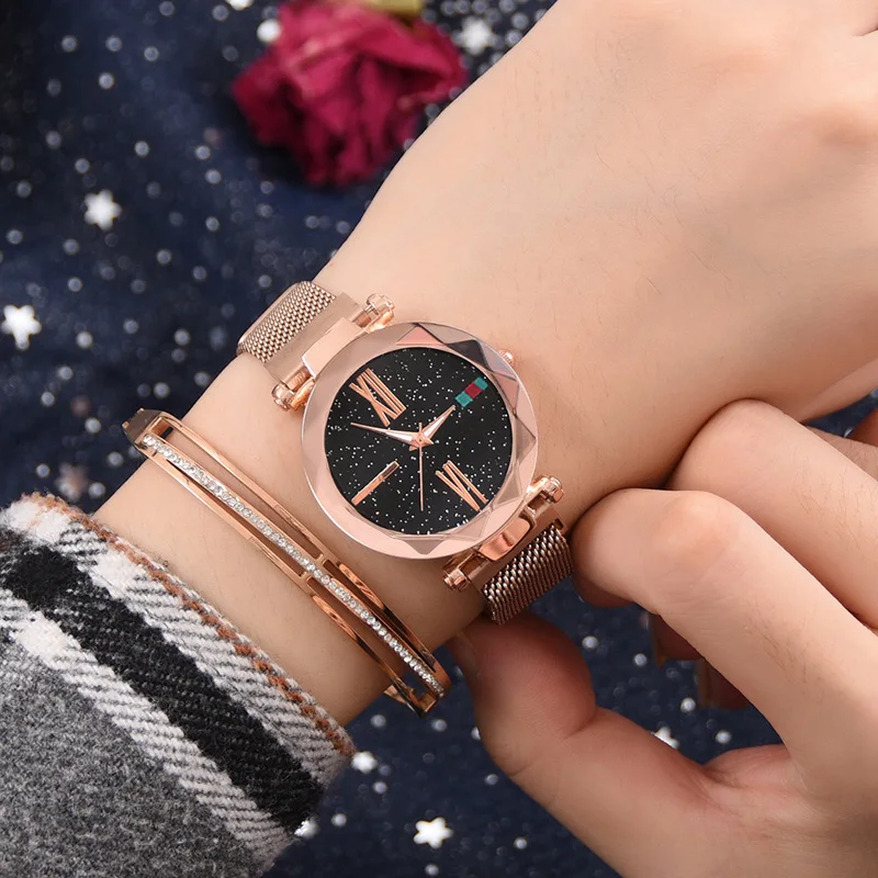 

2019 Luxury Women Watches Simple Rose Gold Ladies Watch Starry Sky Magnetic Waterproof Female Wristwatches reloj mujer Girl Gift