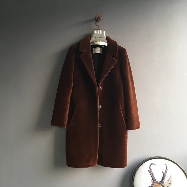 Sale Natural wool coats women warm jackets female turn down collar pockets single breasted wool overcoat 2018 autumn winter MOVAU0023 15