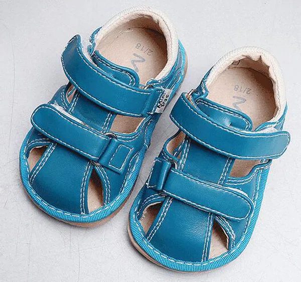 

little boys squeaky sandals leather squeakers 1-3 years kids handmade summer shoes menino sapatos fun baby shoes blue brown soft