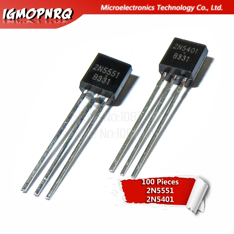 Биполярные транзисторы BJT PNP Gen Pr Amp 100 шт. 2N5551 2N5401 5551 5401 до 92 (50 * + 50 2N5551)|transistor