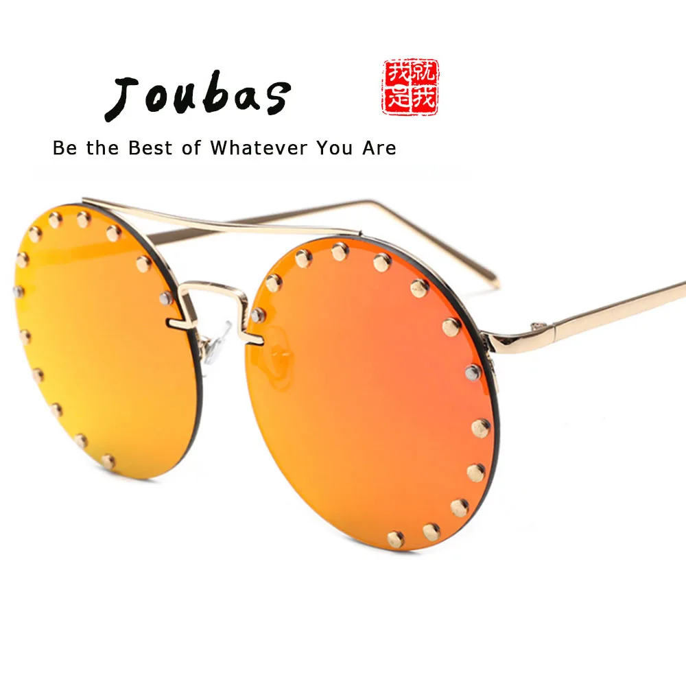 Joubas стимпанк Круглые Солнцезащитные очки без оправы для женщин/мужчин негабаритных Ретро клинч красные солнцезащитные очки модные высококачественные оттенки 037