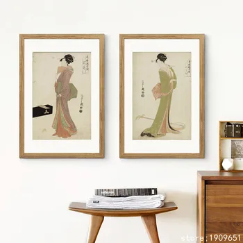 

cotton no frame Japan style Japanese kimono woman canvas printings oil painting printed on cotton wall art decoration picture
