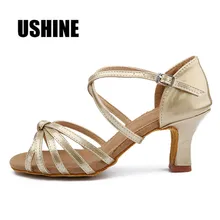 Каблук 7 см/5 см; обувь для латинских танцев из искусственной кожи с бантом; женская обувь; Zapatos De Baile Latino Mujer; ; WZJ