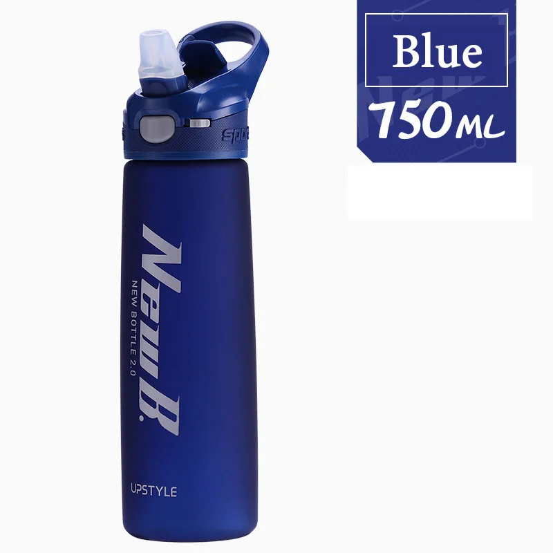 750/600 мл для путешествий портативный посуда тритановый пластиковый сывороточный протеин, порошок Спортивная бутылка для коктейля для бутылки для воды с соломой - Цвет: Blue-750ml