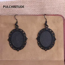 Cadre pour pendentif en forme de hibou, Cabochon ovale 18x25mm, en alliage métal noir, paramètres 12 pièces/lot, C0297