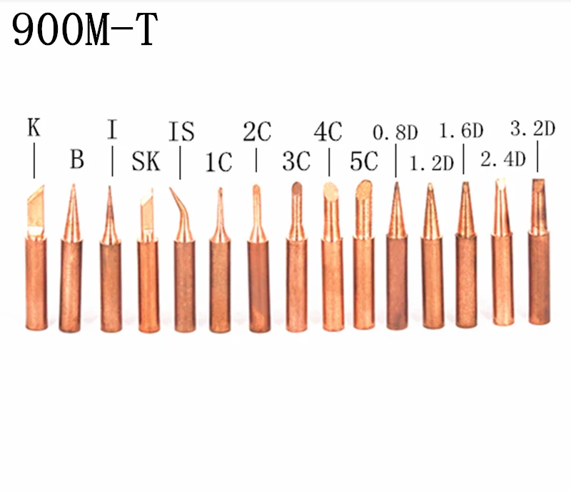 

15pcs Pure Copper 900M-T Soldering Iron Tip Lead-free For Hakko Soldering Rework Station Soldering Tips Welding Tips Sting