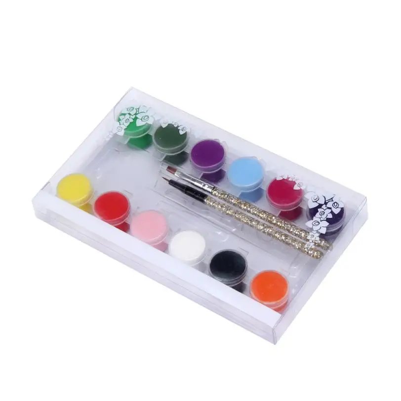 

1 SET 12 Colors Painting Acrylic 3D Nail Art Paint Tube Draw Nail Art Tip UV Gel Nov 1