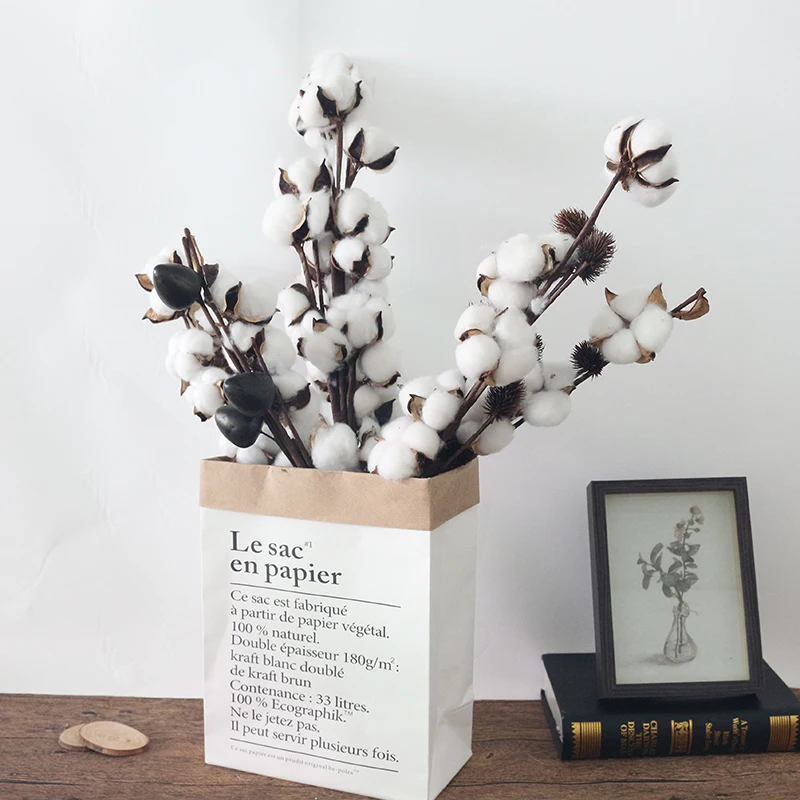

New Style Artificial Cotton Flower 2 colors Single Branch Simulation Flower DIY Wedding Decoration For Home Party Office 1 PCS