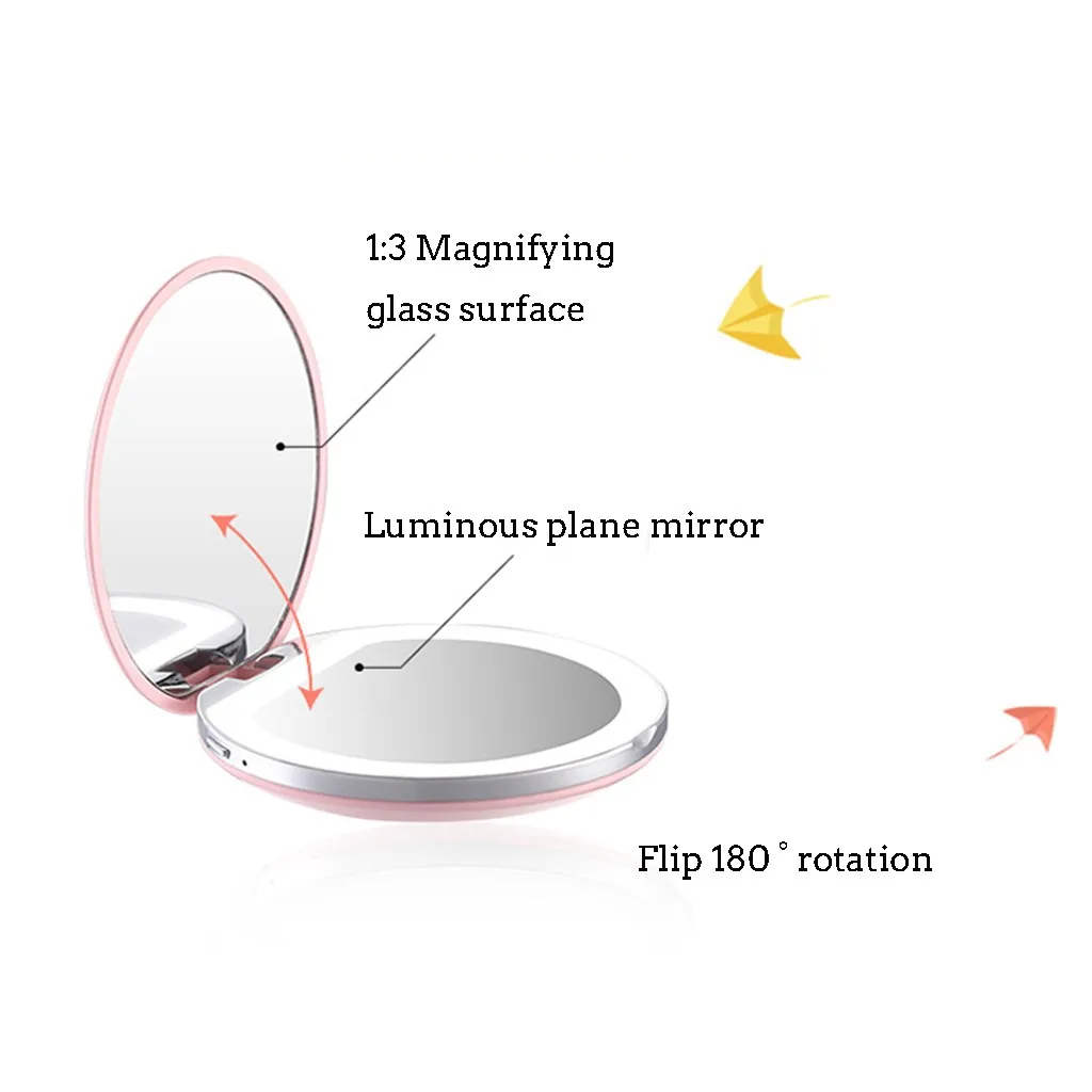 Светодиодный освещенные дорожное зеркало для макияжа 1x/3xMagnification складной зеркало для макияжа компактное зеркало карман зеркалом G722