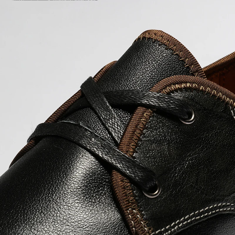 Размеры 37-48; мужская обувь на плоской подошве из кожи с натуральным лицевым покрытием; коллекция года; Hecrafted; модная удобная мужская обувь;# FJ683