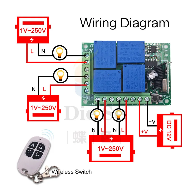 DC 12 В 10A 4CH пульт дистанционного управления беспроводной приемник релейный модуль для rf 433 Мгц дистанционный гаражный осветительный выключатель электрических штор