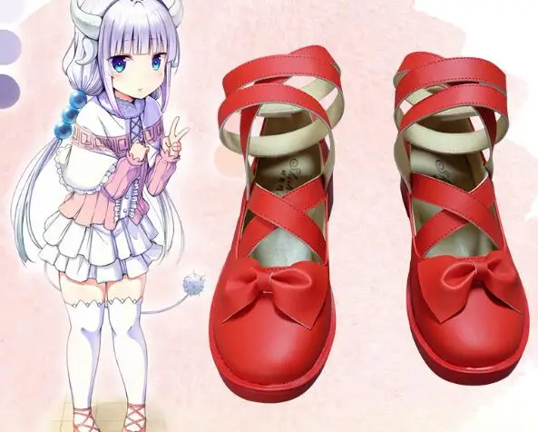 

New Anime Kobayashi-san Chi no Maid Miss Kobayashi's Dragon Maid Kanna Kamui Maid Cosplay Shoes Custom-made Any Size Red