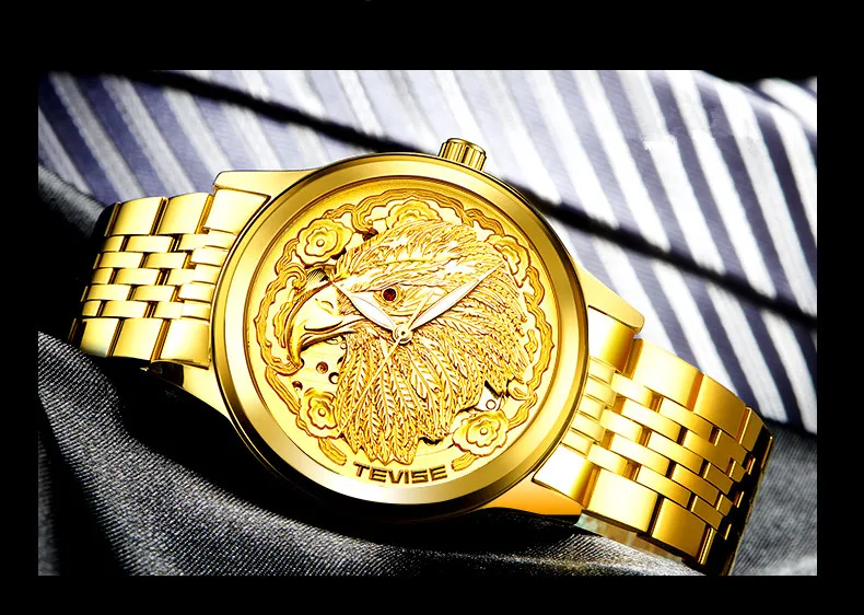 TEVISE Luxury Gold Watch Men Automatic Men Watches Luminous Hands Animal Eagle Mechanical Wristwatches 2018 New Clock Men (10)
