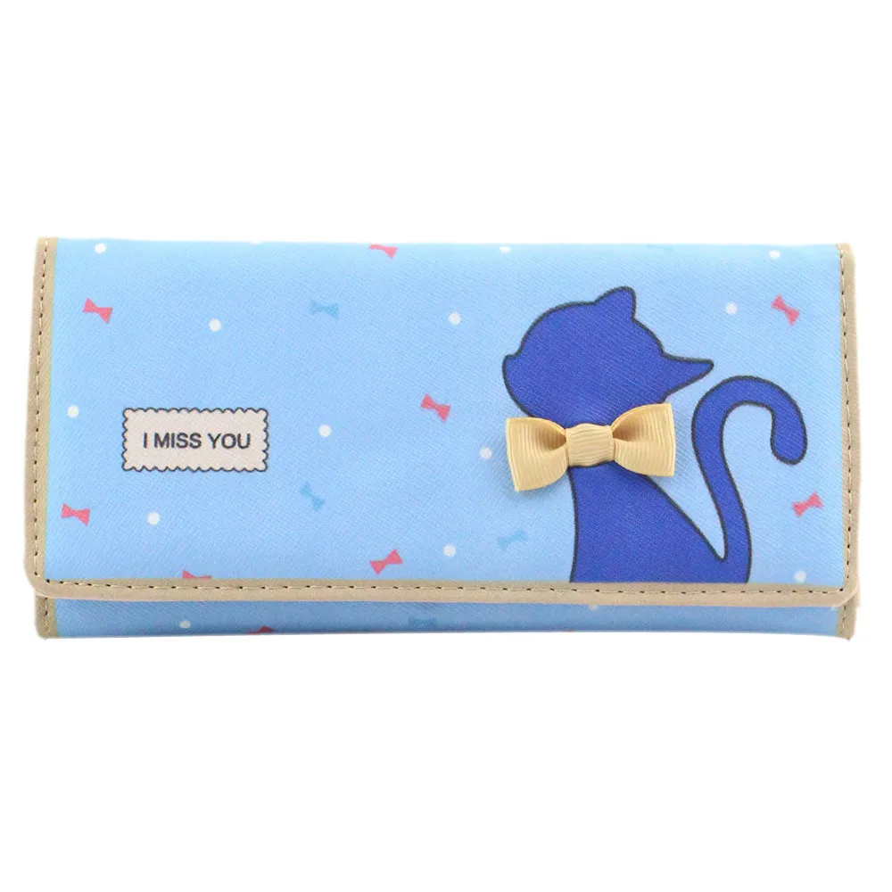 

New Fashion Women Clutch Cat Bowknot Long Purse Wallet Card Holder Handbag Bag Folding wallet Envelope Women Purse Wallet