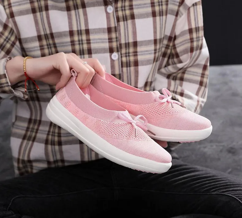 STS Brand 2019 New Spring Women Sneakers Shoes Flat Slip On Platform Sneakers For Women Black Breathable Mesh Sock Sneakers Shoe (18)