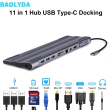 Baolyda USB-C Dock Thunderbolt 3 Adapter 11in1 Type C Hub with HDMI RJ45 VGA USB3.0 All in one Hub for MacBook & C-type Laptop
