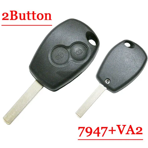 

Free shipping (1 piece)433mhz 2 Button Remote Key With VA2 Blade Round Button with PCF7947 Chip for renault