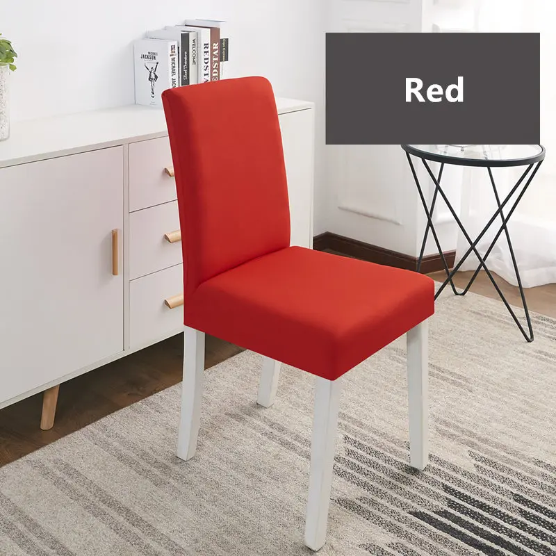 20 Color Solid Color Chair Cover Spandex Stretch Elastic Slipcovers Chair Covers For Dining Room Kitchen Wedding Banquet Hotel - Цвет: Red