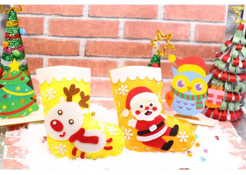 Милые рождественские чулки ручной работы материалы упаковка игрушка DIY рождественские украшения игрушки для детского сада, дошкольные дети