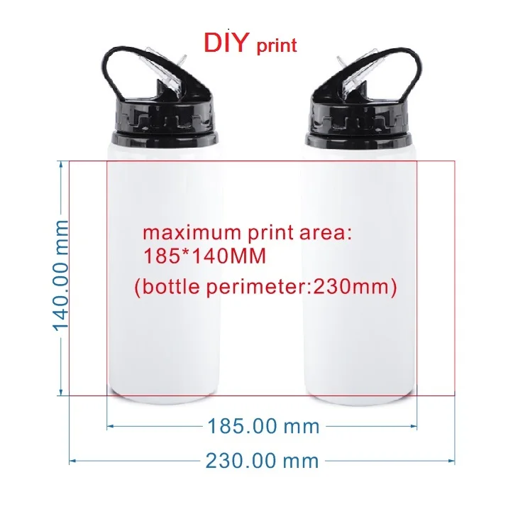 600 мл бутылка с соломинкой DIY Заказная яркая печать логотипов фото для путешествий Спорт легко взять алюминий Портативный мазвэй