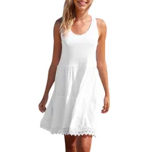 CHAMSGEND летнее женское кружевное платье без рукавов с открытой спиной, сексуальное модное платье для пляжа